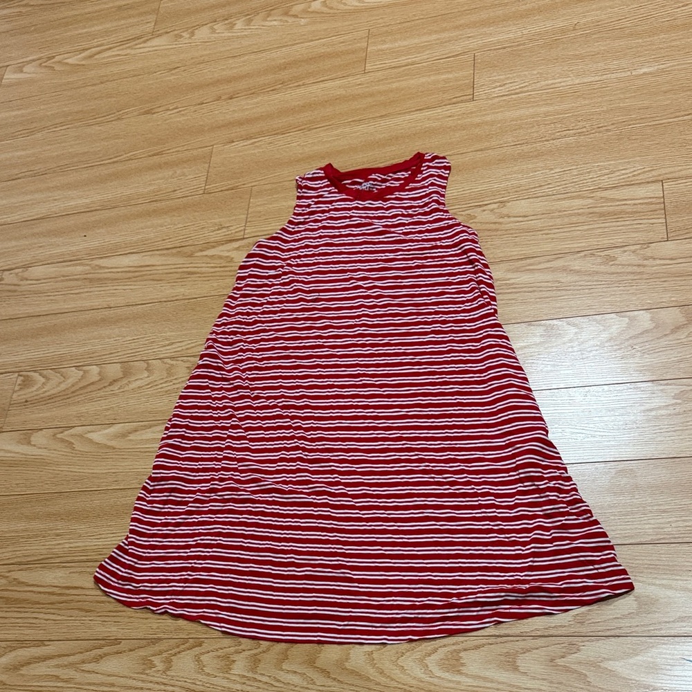 Time and Tru Red and White Striped Dress L with 2 pockets